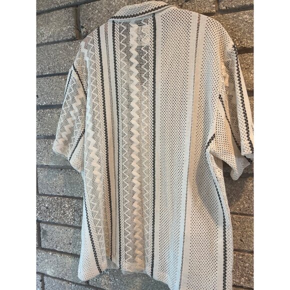 Denim & Flower Ricky Singh Mens XL White Crochet Knit Button-Up Shirt With Black - Picture 7 of 8